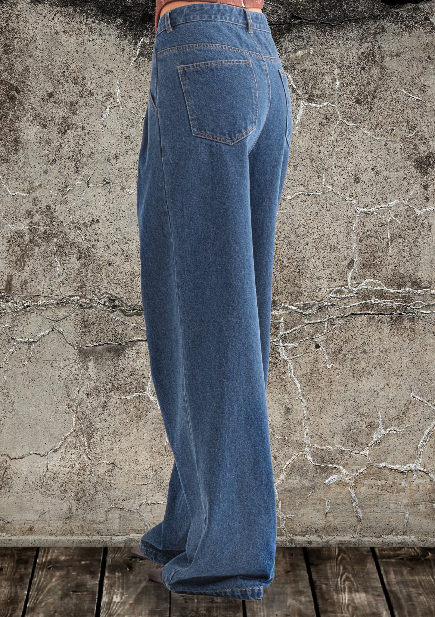 Womens Wide Leg High Waisted Pleated Front Jeans | Indigo