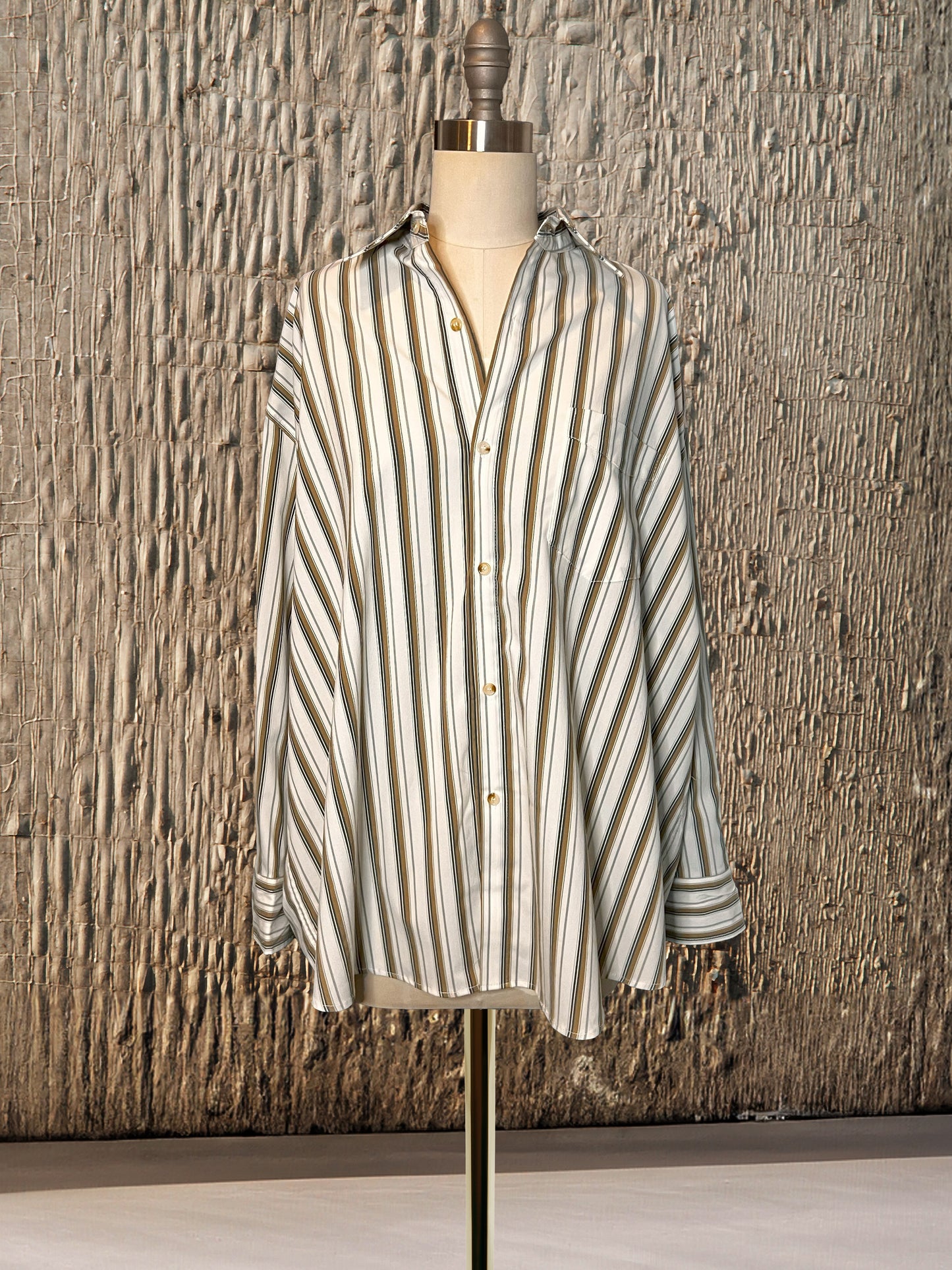 Womens Oversized Stripe Button Down Top | Multi Neutral