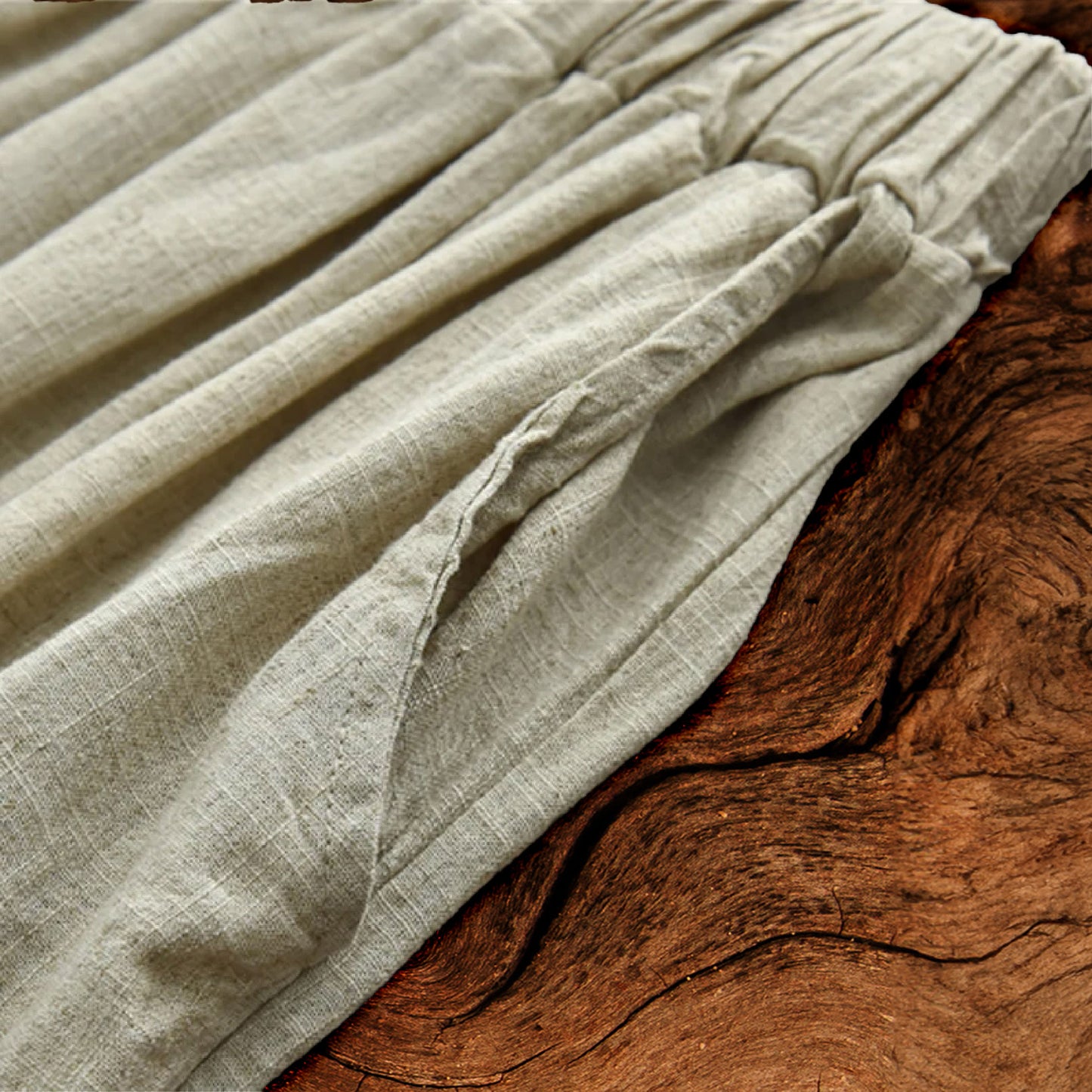 Women's Ankle Length Linen Wide Leg Pants | Natural Linen