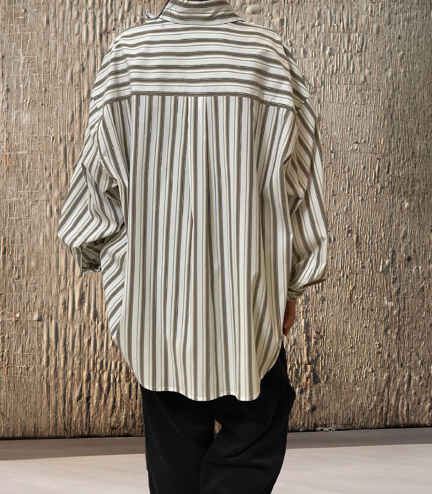 Womens Oversized Stripe Button Down Top | Multi Neutral