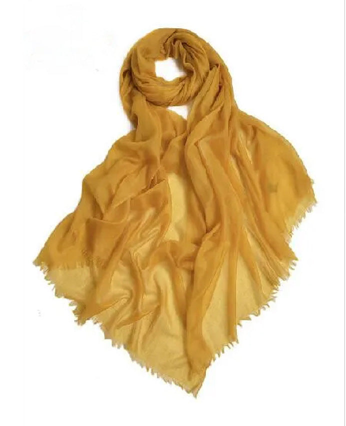 Womens Cashmere 100Ring Pashmina | Mustard