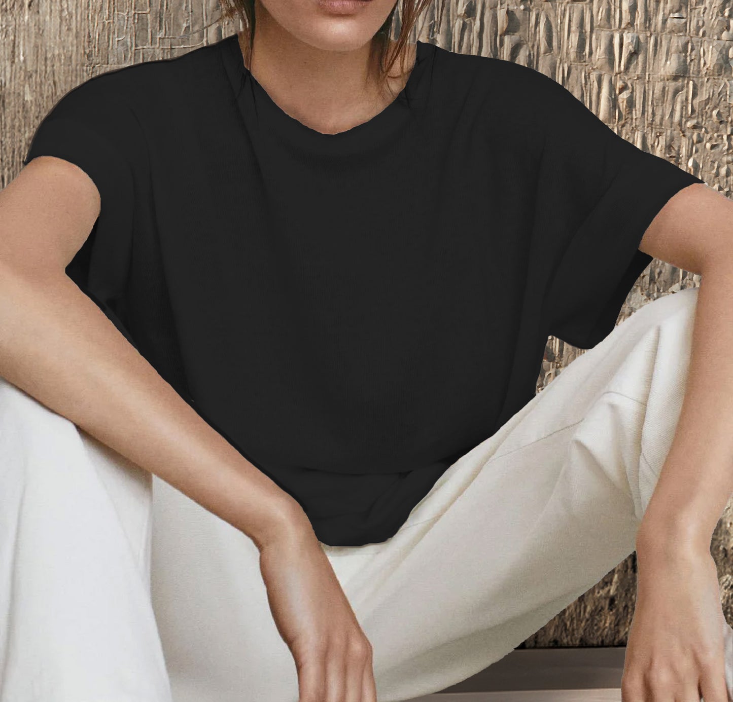 Women's Cotton Linen Tee | Black