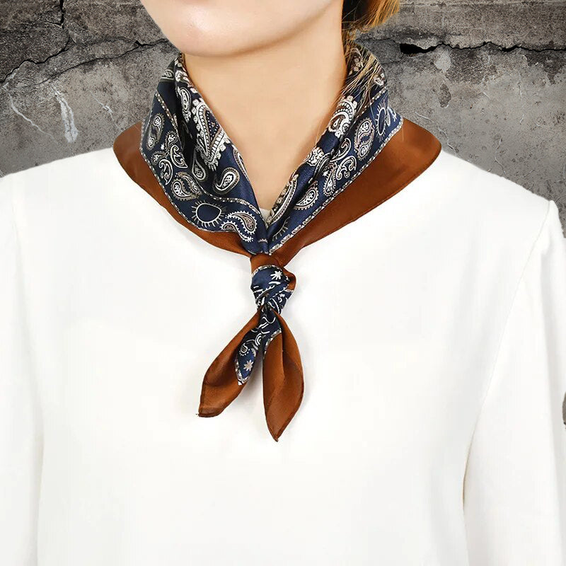 100% Silk Paisley Scarf | Navy Blue