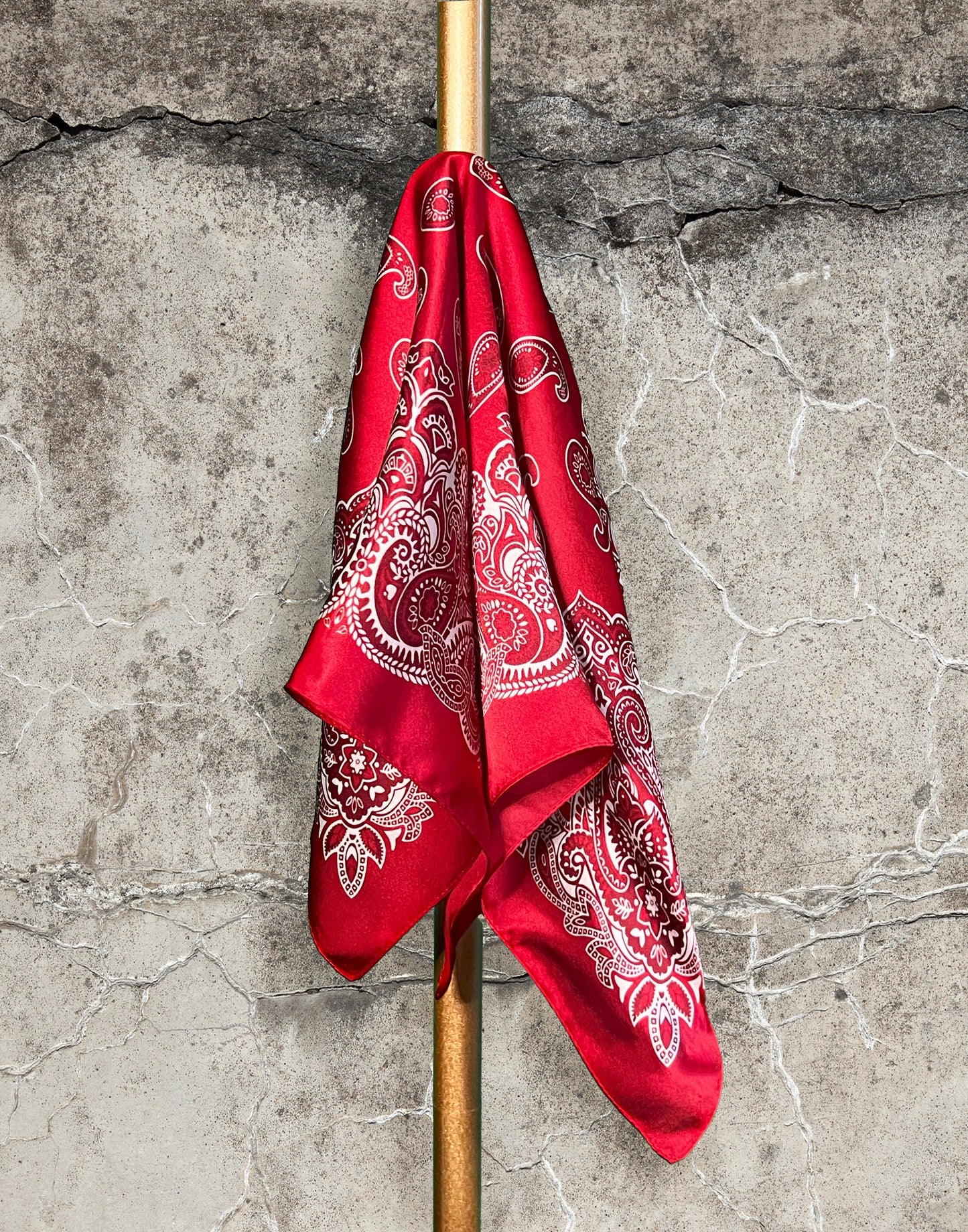 100% Silk Paisley Scarf | Red