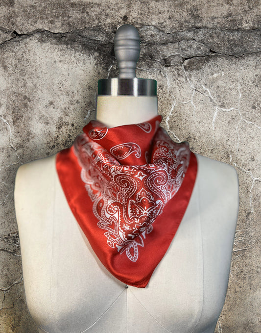 100% Silk Paisley Scarf | Red