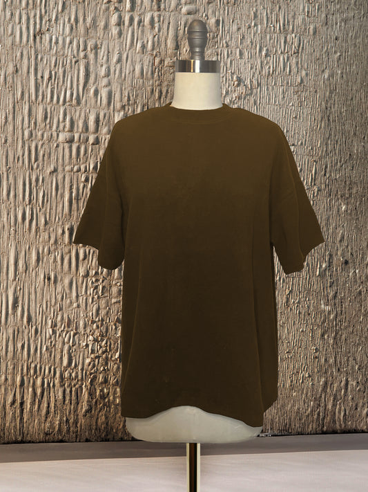 Womens Short Sleeve Knit Top | Army Green