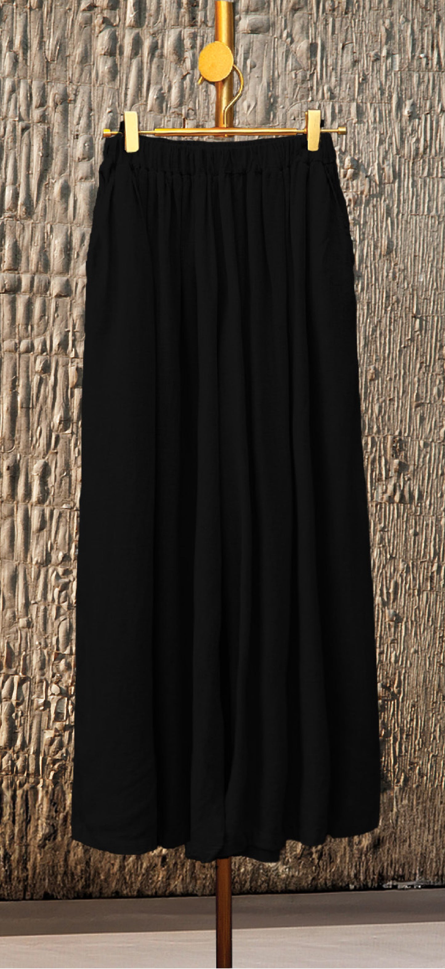 Women's Ankle Length Linen Wide Leg Pants | Black