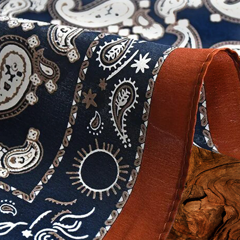 100% Silk Paisley Scarf | Navy Blue