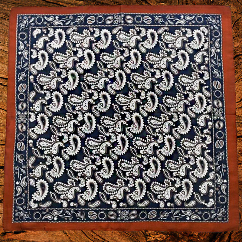 100% Silk Paisley Scarf | Navy Blue