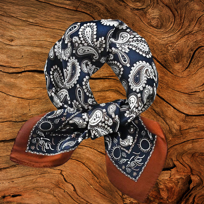 100% Silk Paisley Scarf | Navy Blue