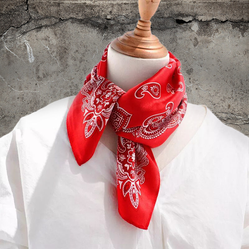 100% Silk Paisley Scarf | Red